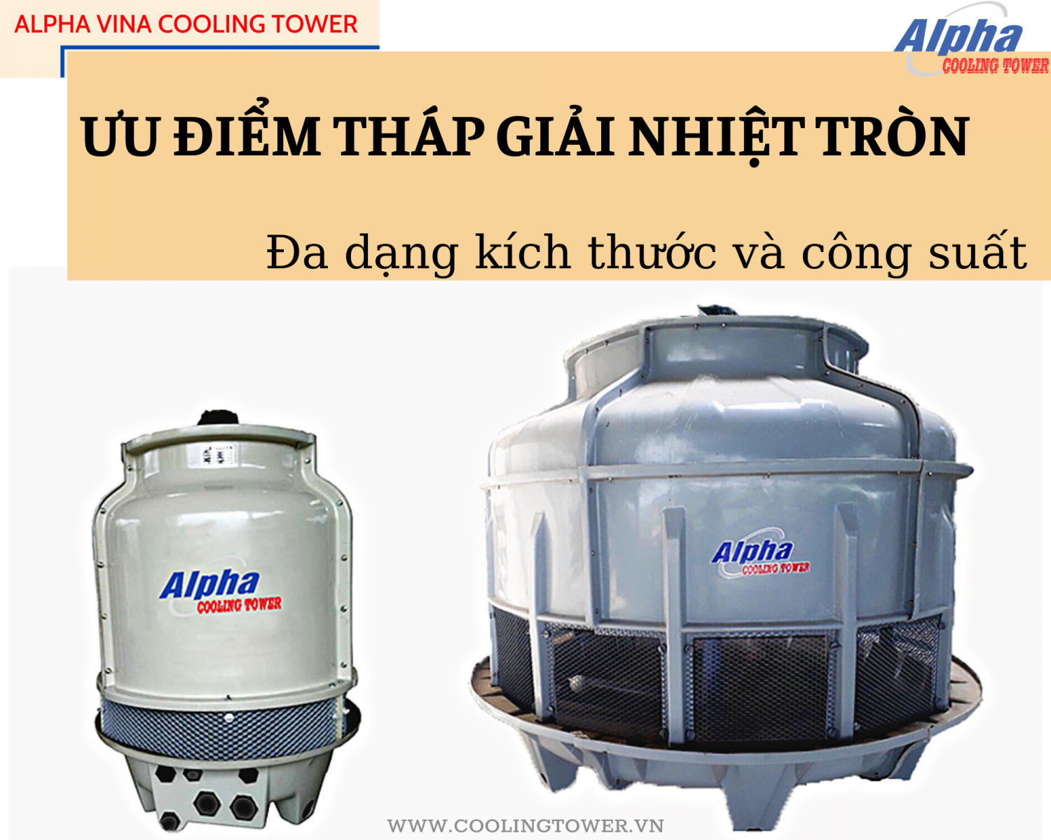 Tháp giải nhiệt tròn có đa dạng kích thước và công suất